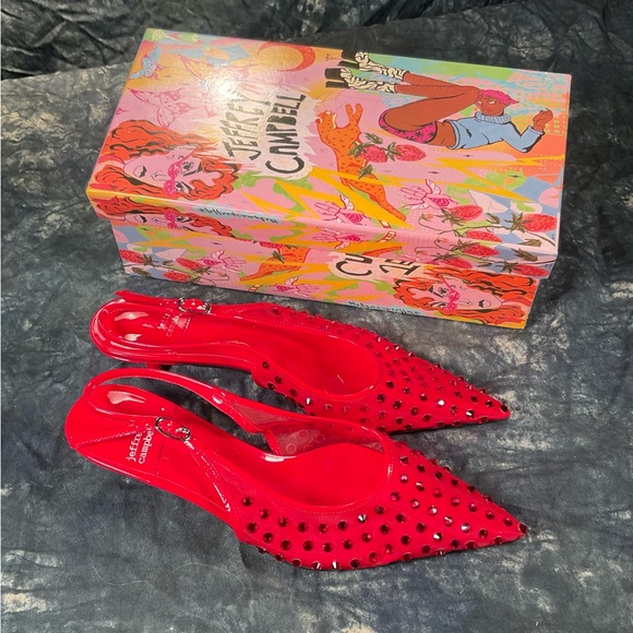 Jeffrey Campbell Shoes - Jeffery Campbell red rhinestone heels.